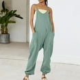 thumbnail image 2 of UAMVSH Rompers for Women Scoop Neck Spaghetti Strap Long Jumpsuit with Cinch Bottom Loose Fit Summer Casual Ladies Trendy Overalls Clothes, 2 of 5