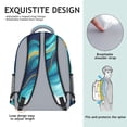 thumbnail image 5 of Teal Gold Marble Backpack for School,Cute School Bag,Schoolbag with Adjustable Shoulder Straps & Padded Back,15.3"x11"x6.7", 5 of 6