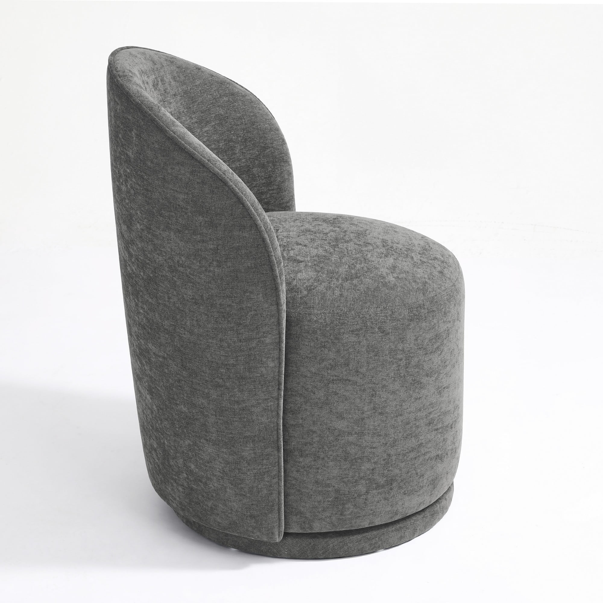 DREAMSIDEA Swivel Dining Chair, Upholstered Barrel Accent Chair for Dining Room & Kitchen Chairs, Morden Round Vanity Chair for Living Room&Bedroom,Set of 2 Linen-Gray