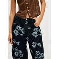 thumbnail image 4 of Vaqueros Rectos, Holgados, Informales, de Tiro Medio y Pierna para Mujer, Estilo Boyfriend Y2K, Pantalones Cortos de Mezclilla Flores Negras S, 4 of 10