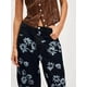 thumbnail image 4 of Vaqueros Rectos, Holgados, Informales, de Tiro Medio y Pierna para Mujer, Estilo Boyfriend Y2K, Pantalones Cortos de Mezclilla Flores Negras S, 4 of 10