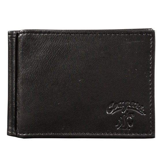 Washington-St-Cougar's Genuine Black Leather Money Clip Wallet RFID Blocking