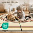 thumbnail image 4 of ODIKA 8'x10' Washable Area Rug Durable, Non-Slip Record Vintage Vinyl Music Album Inspired Circle Featuring Shaped for Living Room, Under Sectional, Family, 4 of 7