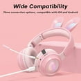 thumbnail image 5 of LANFENG Wireless Bluetooth Headphones with Microphone, Children Cute Cat Ear Girl Headphones for School, Pink Kindergarten Light up Kawaii Noise Cancelling, 5 of 6