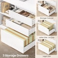 thumbnail image 6 of L Shaped Electric Standing Desk with Hutch, Adjustable Height Computer Desk with 3 Drawers and Storage Shelves, 6 of 8