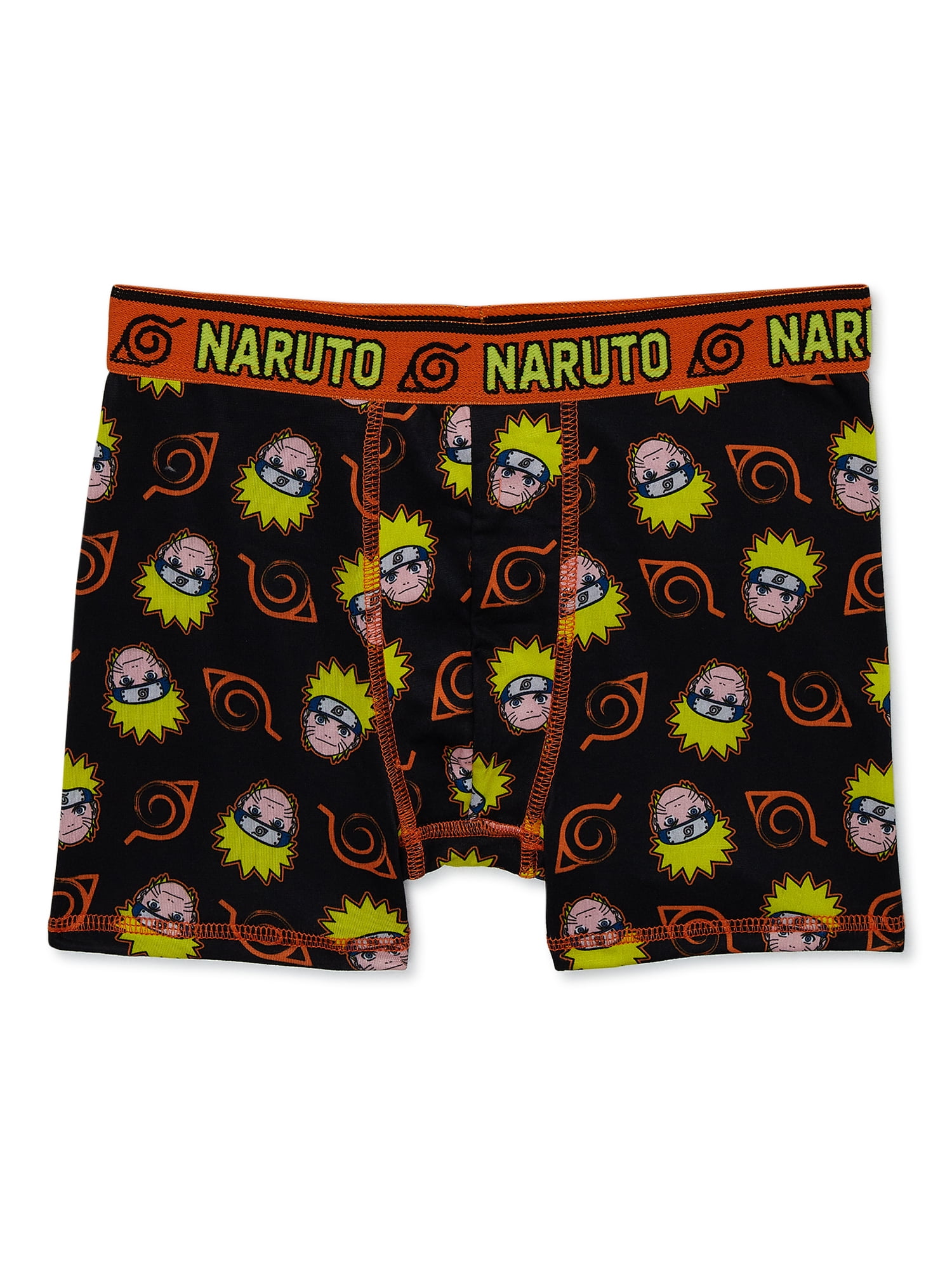 Naruto Boy's Breathable Anime Polyester Boxer Brief Underwear Size L, Multicolor (4-Packs)