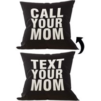 Pillow Cover, Reversible Throw, 18 x 18 Inches, Cotton Linen, Black 01, Family Theme, for Decorating a Room or as a Graduation Gift