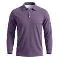 thumbnail image 3 of Sewkxo Men’s Casual Polo Shirt Long Sleeve waffle Button Collared Polo Knit Stretchy Golf Pullover Sweaters,Purple L, 3 of 5