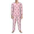 thumbnail image 3 of Salouo Floral Strawberr Print Button-Front Long Sleeve Pajama Set for Men, Soft 2Pjs Men's Long Sleeve Sleepwear-XX-Large, 3 of 7