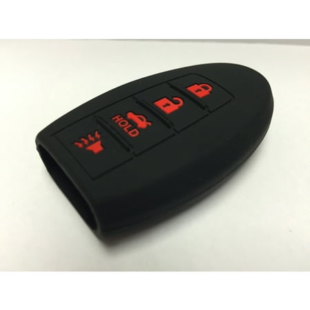 10 Nissan Altima Coupe - Nissan 4NICOVERBLR Black W/ Red Lettering 4 Button I-Key Cover Nissan Altima Coupe Sedan Sentra Versa Maxima Armada