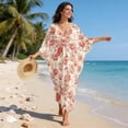 thumbnail image 5 of Xixirimido Pink Peony Floral Print Kaftan Dresses for Women Plus Size V Neck Caftans Long Batwing Sleeve Beach Cover Ups Summer Beach Dress, 5 of 7