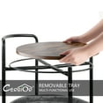 thumbnail image 2 of CERBIOR Rolling Round Metal Side Table,2-Tier Storage Side Table with Wheels,End Coffee Table with Steel Frame and Fabric Storage Basket,Cart Side Table Tray for Living Room, WOOD BLACK, 2 of 12