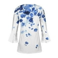 thumbnail image 5 of Ruimatai Women's Pleated Belted Tunic Top 3/4 Sleeve Printed Casual Button Down Shirt Flowy Blouse with Pockets, 5 of 5