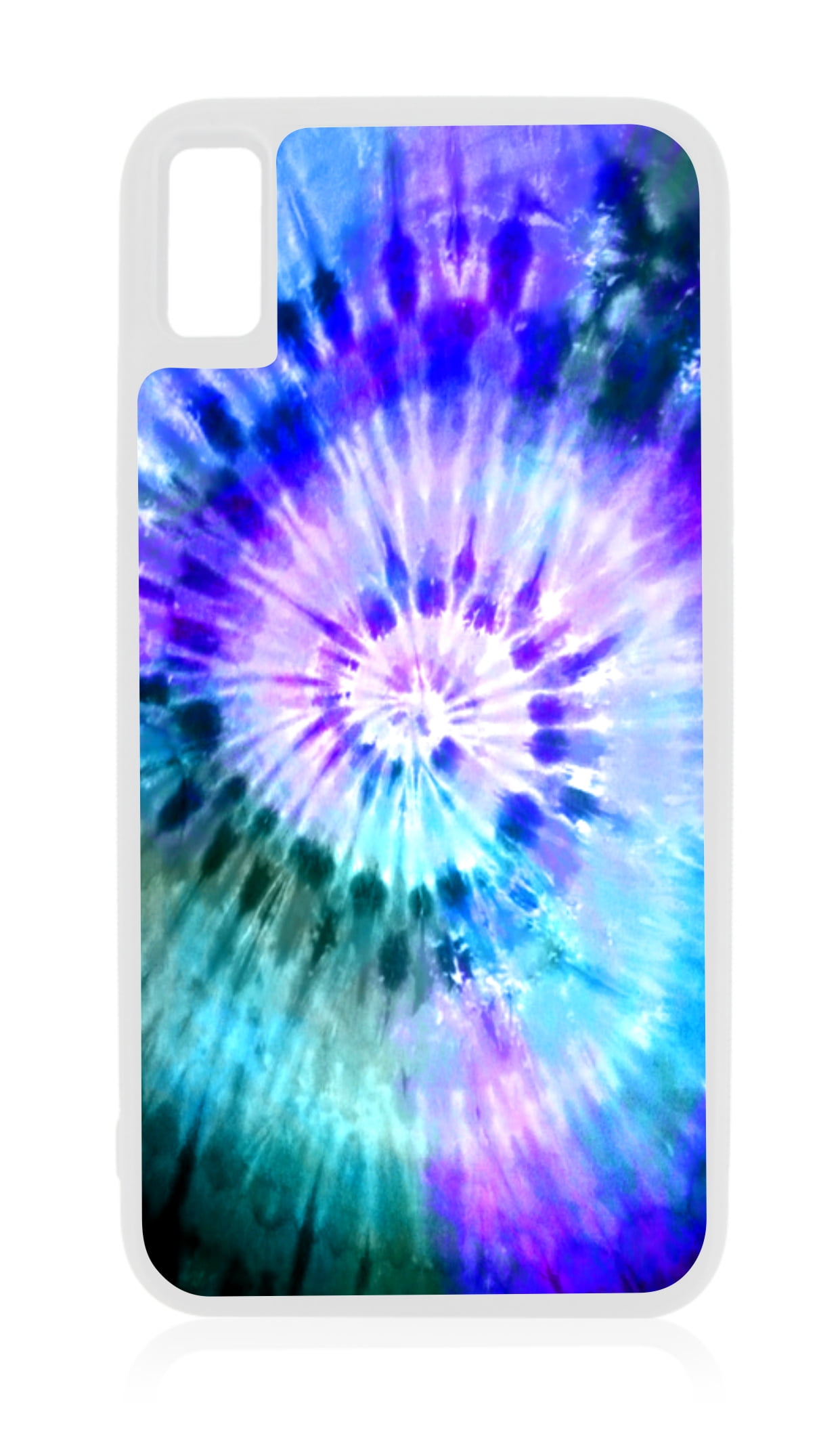 Blue Green Purple Tie Dye Print Design White Rubber Case for iPhone XR