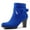 Royal Blue-NEW, variant on Pennysue Women's Chunky Heel Red Buckle Ankle Boots Thick Heeled Layered Zip-Up Ladies'Booties Size 9M