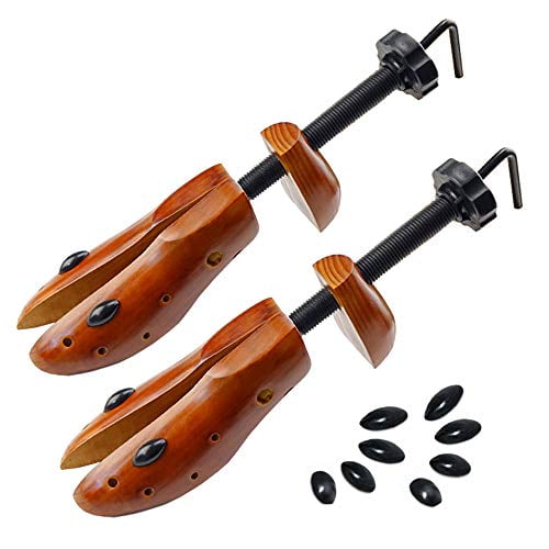 do 2 Way Cedar Shoe Trees for Men Wooden Shoe Stretcher Adjustable Uni Shaper Large Size for Men and Women, Wood Shaper Women's Size 10 to 13.5 Man's Size 9 to 13
