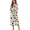 thumbnail image 4 of Whosucclay Cute Cat Paw Fish Star Print Women Zip Up Robe Nightgowns Comfy House Coats Full Length Sleepwear House Dress Long Sleeve Bathrobe with 2 Pockets, 3XL, 4 of 6