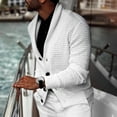 thumbnail image 2 of Miluxas Mens Casual Shawl Collar Cardigan Sweater Slim Fit Cable Knit Button Up Sweaters with Pockets White, 2 of 8