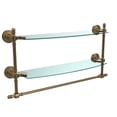 thumbnail image 2 of Retro Wave Collection Two Tiered Glass Shelf with Integrated Towel Bar - Antique Bronze / 18 Inch, 2 of 6