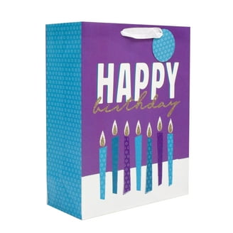 6 pack) White Happy Birthday Paper Gift Bag, 14.5