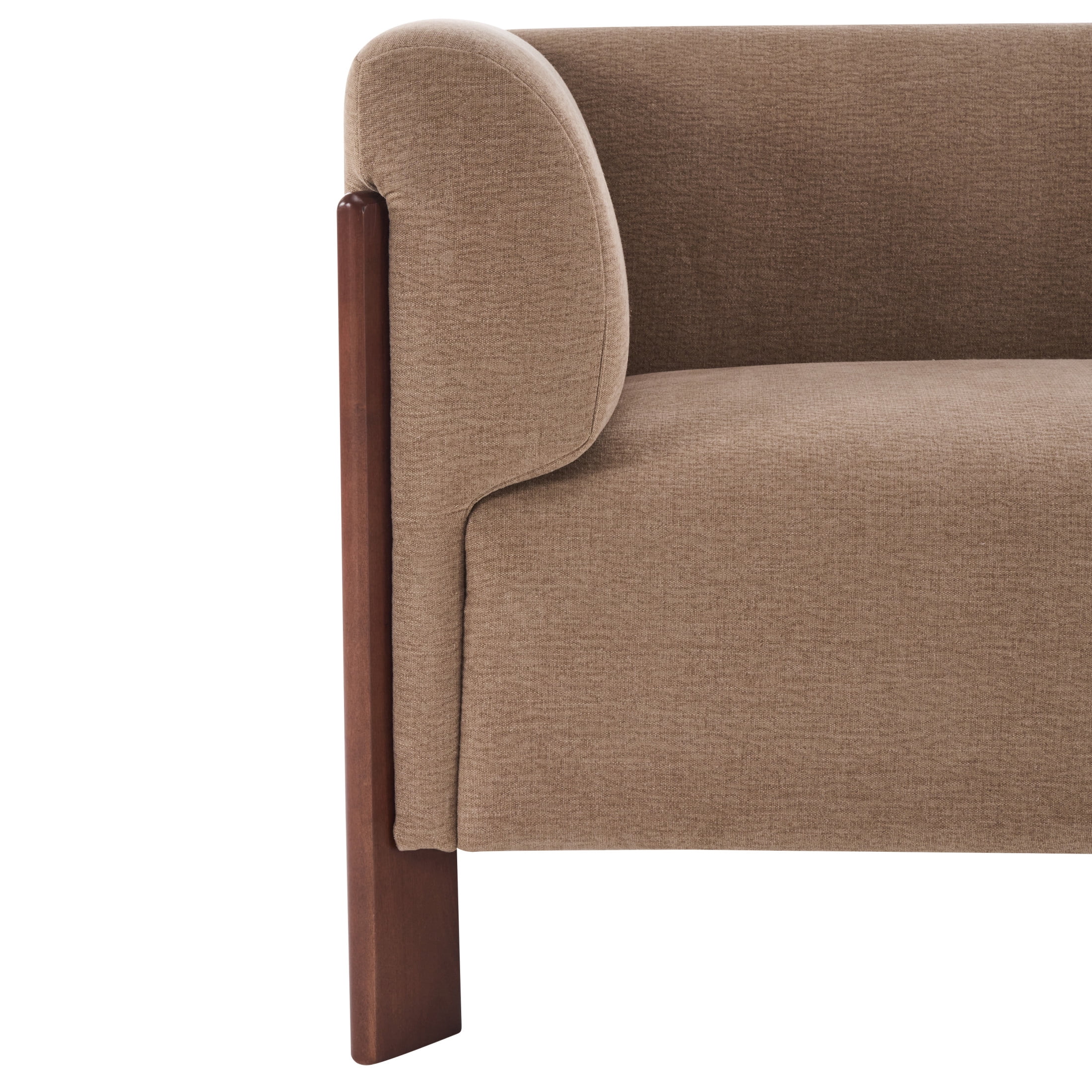 Christopher Knight Home 80" Modern Upholstered Sofa, 3 Seats Tuxedo Arms with Wood Leg, Light Brown