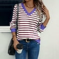 thumbnail image 5 of Jalioing Striped T Shirt for Women Fashion Casual Long Sleeve V Neck Color Block Tee Trendy Shirts Clothes, 5 of 6
