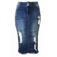 thumbnail image 4 of Fashion2Love Womens Junior Plus Size Juniors below Knee Length Midi Pencil Ripped Denim Skirt, 4 of 6