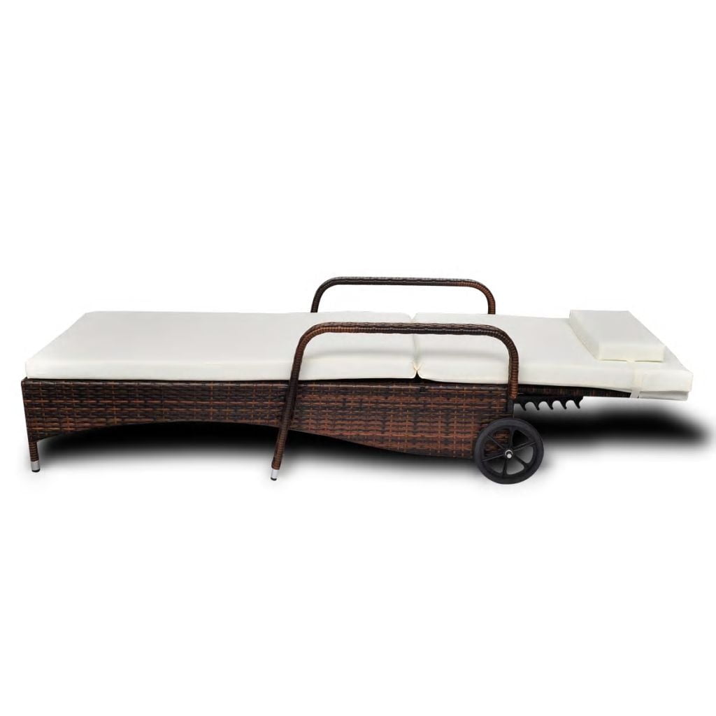 Kepooman Outdoor Indoor Sun Lounger with Cushion for Home, Brown Kepooman Outdoor Indoor Sun Lounger with Cushion for Home, Brown