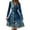 Dark Blue, variant on Xyxonk Women's Casual Dresses Formal Long Sleeve Teacher Dress Fall Tie Waist A-Line Dress Office V-Neck Floral Print Dresses Gray 2XL