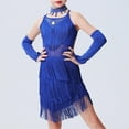 thumbnail image 2 of Odeerbi 1-8 Years Kids Girls Fringe Latin Dance Dress with Shorts Oversleeve Set Stage Performance Outfits Dance Jumpsuit Practice Outfit Tassel Skirt Kids Girls Clothes, 2 of 4