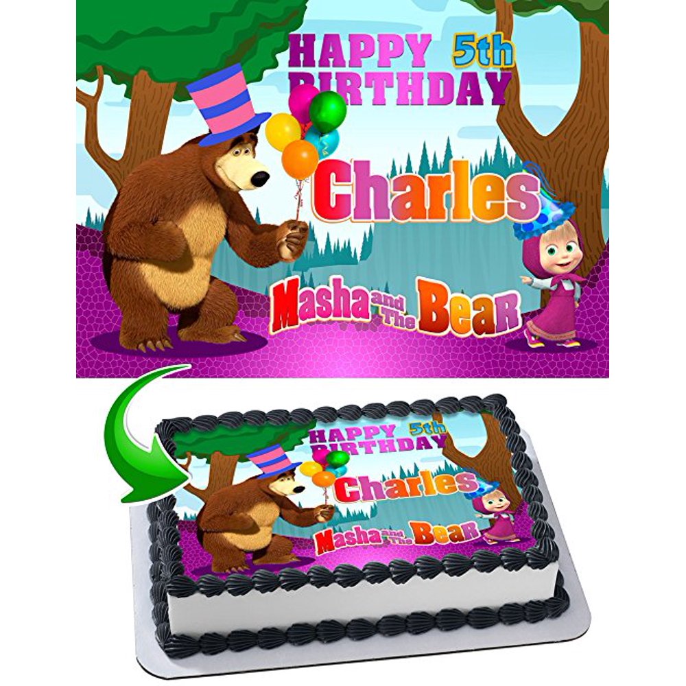 Masha And The Bear Edible Cake Topper Personalized Birthday 12 Size Sheet Decoration Party 