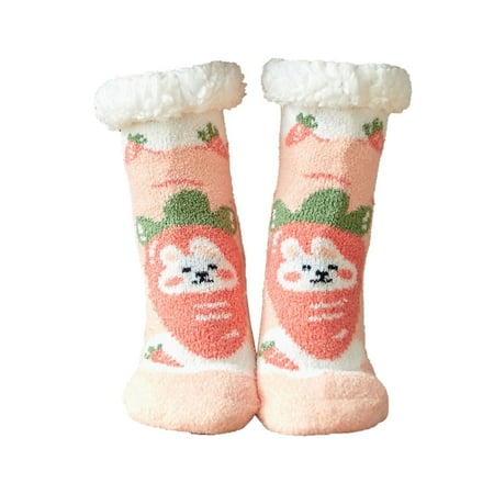 

Qcmgmg Fuzzy Warm Cute Cozy Slipper Socks for Women Winter Soft Fluffy Thick Casual Socks
