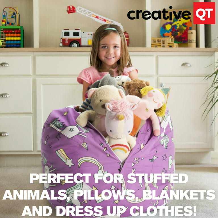 Creative qt Stuff 'n Sit Premium Stuffed Animal Storage Bean Bag - Dandelion Extra Large