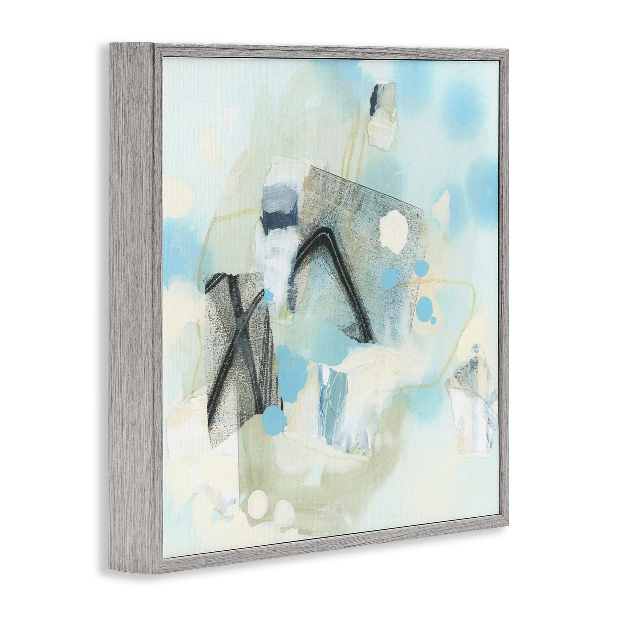Stupell Industries Expressive Blue Abstraction Abstract Painting Gray Framed Art Print Wall Art, 24 x 24