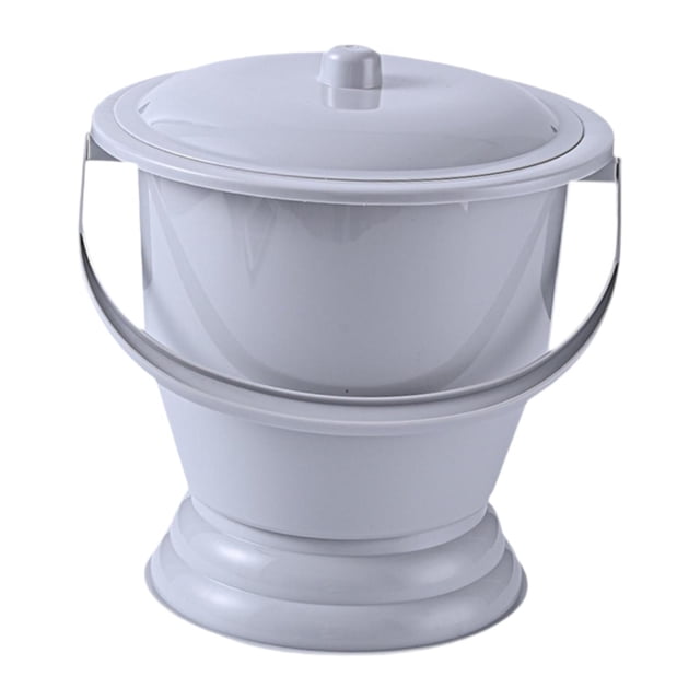 Escupidera con tapa, urinario nocturno, inodoro portátil, orinal de cámara para mujeres Gris