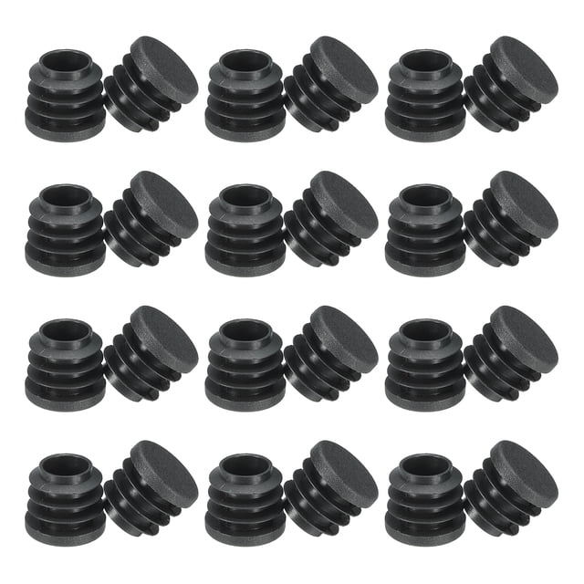 Tapón de agujero de plástico redondo de 3/4 pulgadas, tapa de extremo de tubería, negro, paquete de 24