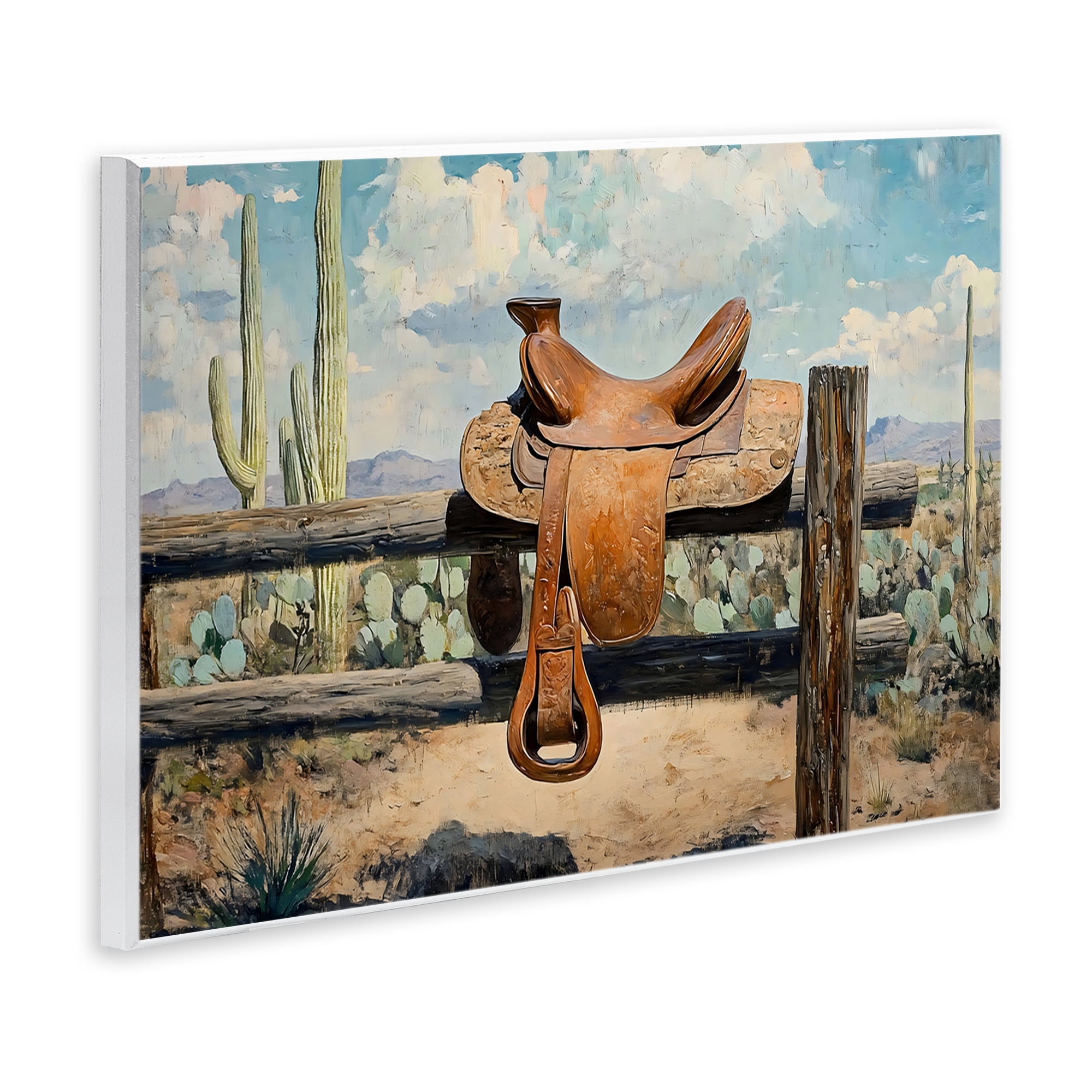 Stupell Industries Saddle on Desert Fence Wall Plaque Art, design by Franklyn Gregory