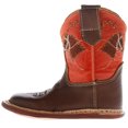 thumbnail image 3 of Roper Infant Boys Burnish Tan Leather Vamp Boot Neon Orange, 3 of 5