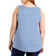 thumbnail image 3 of Felirenzacia Long Striped Tank Tops For Big and Tall Women Print Tank-Neck Basic Casual Flowy Summer Sleeveless T-Shirt Basic Tank Tops For Plus Size Women,Blue,XL, 3 of 6
