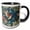 Black/White, variant on 3drose, Ruby Throated Hummingbird Bird William Morris Style Botanical Floral, 11oz Two-tone Blue Mug