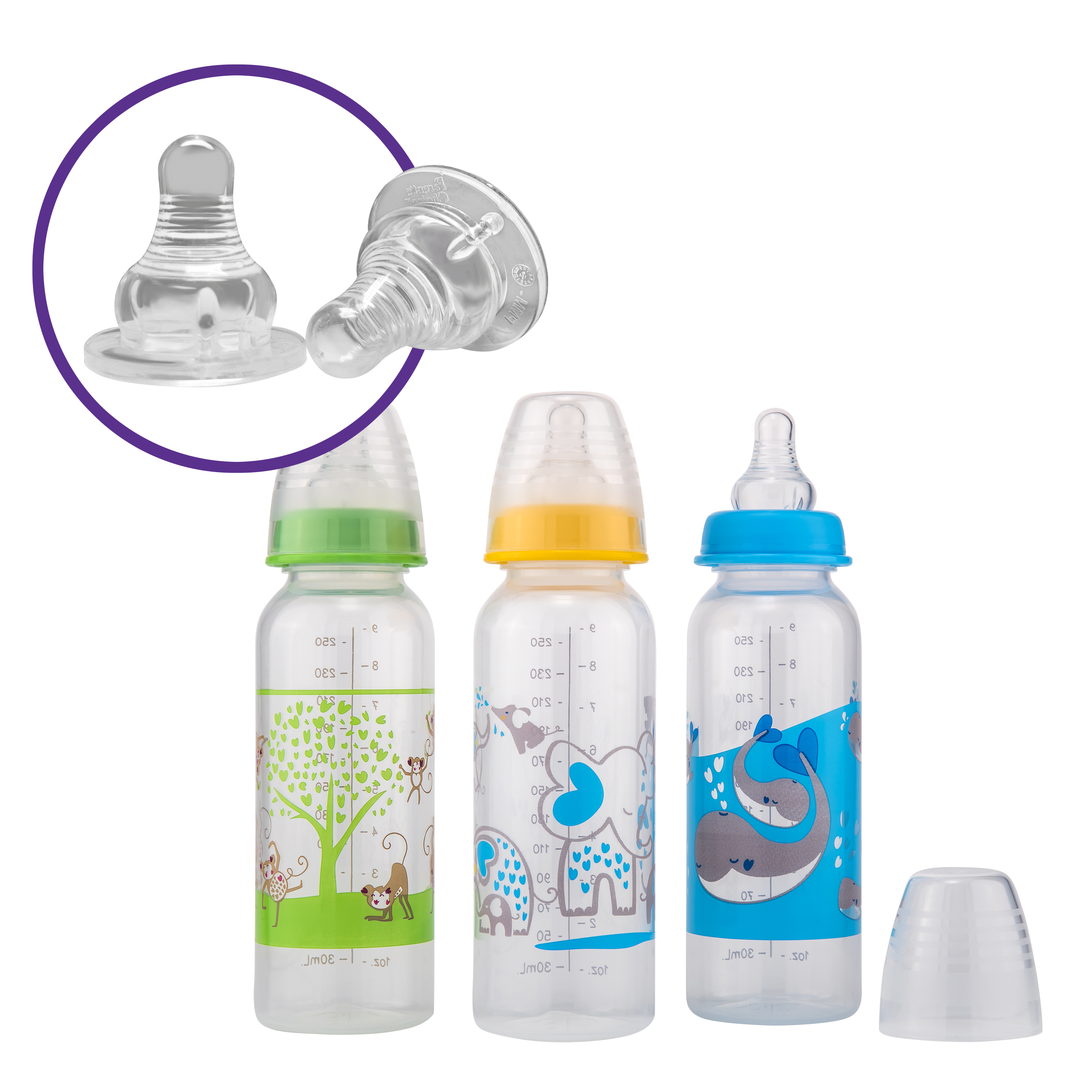 Parent's Choice Baby Bottles, 9 fl oz, 3 count, Colors May Vary - image 3 of 6