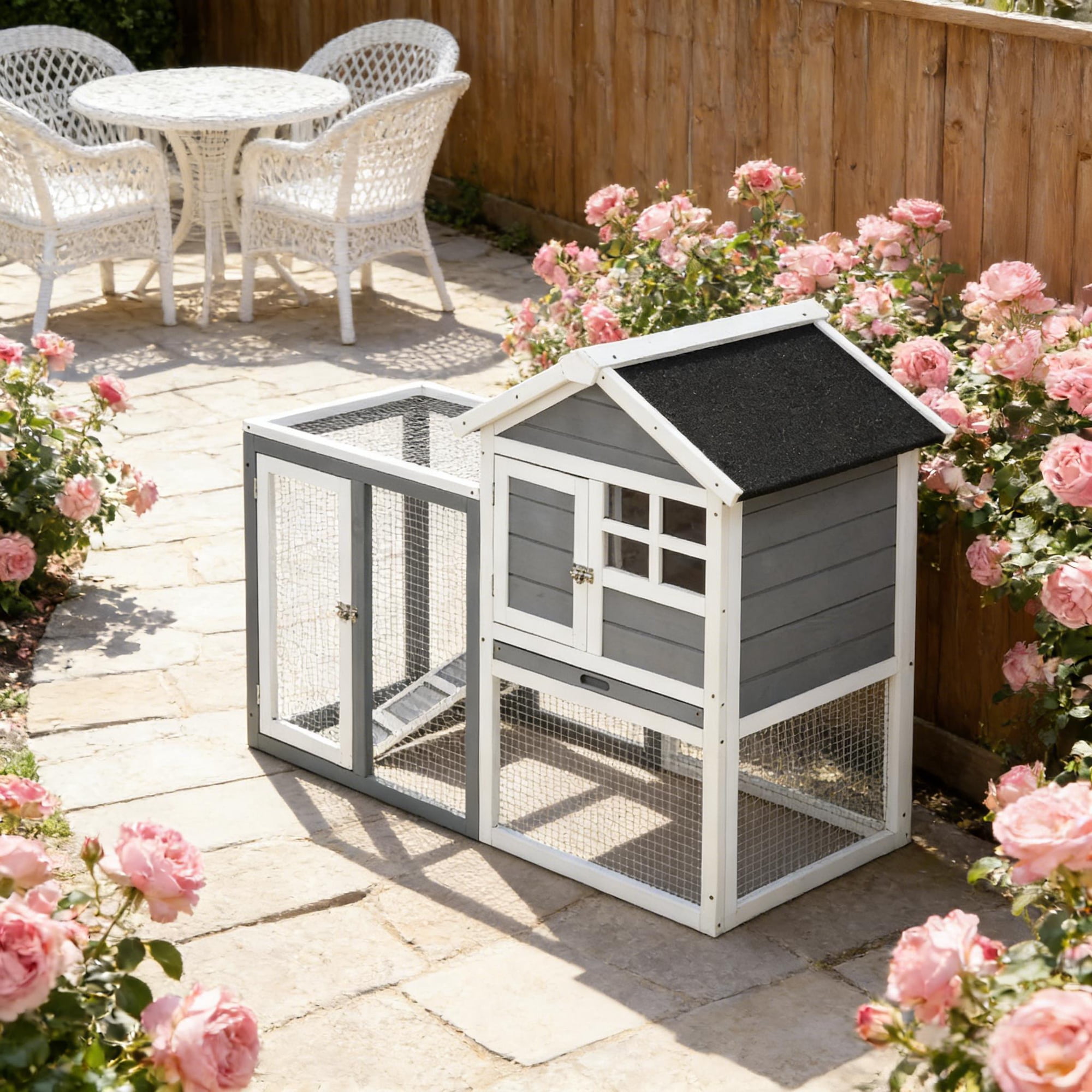 Spacious Pet House, Weatherproof Wooden Rabbit Hutch
