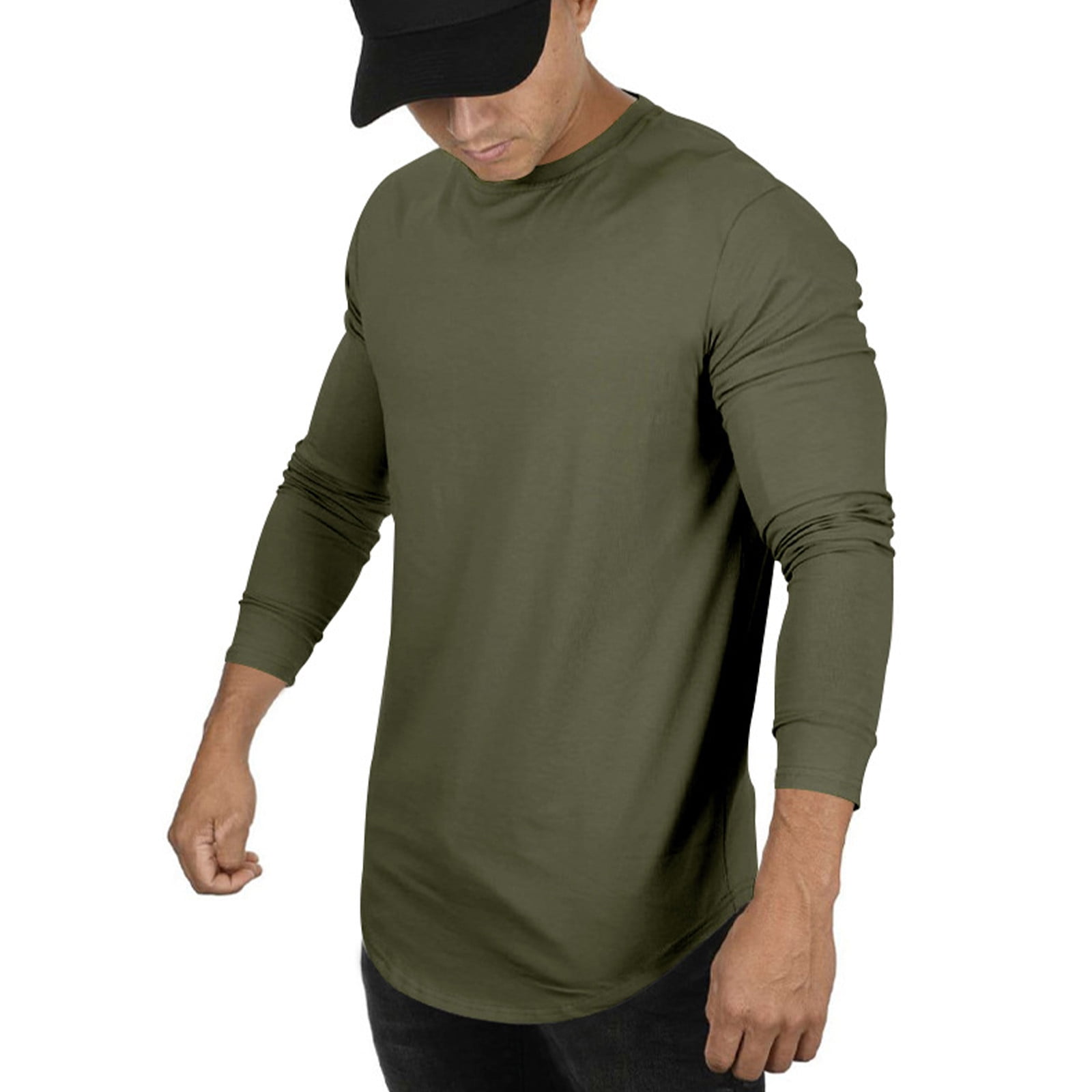 Zedker 3/4 Sleeve Shirt for Men Solid Color Crew Neck Baseball T-Shirts Casual Loose Fit Tees Three Quarter Sleeve T Shirts