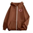 thumbnail image 5 of Hoodies for Women Zip Sweatshirts Women Petite Pullover Sweater Shirts Plain Hoodies Long Womens Shirt Hoodie Pullover Jackets Sheet Metal Neck Top Womens Long Athletic Brown L, 5 of 6