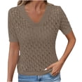 thumbnail image 2 of Women's Solid Color Hollow Out Woven Sweater Cardigan Casual Open Front Jacket, 2 of 9
