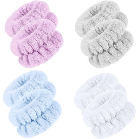 8 Pack Wrist Spa Washband, Microfiber Wristbands for Face Washing, Headband Wrist Cuff Cloths Wash Towel Bracelets Band Absorbent Wrist Sweat Bands for Girls Women Prevent Liquid from Spilling