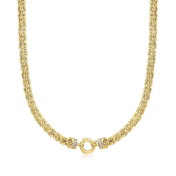 Ross-Simons 14kt Yellow Gold Byzantine Necklace With Diamond Accents, Women's, Adult