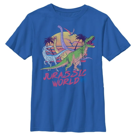 Boys Jurassic World Distressed Neon Art T Shirt