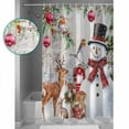 thumbnail image 4 of Christmas Xmas Shower Curtain, 36" x 72", Tree Snowman Deer Bird Red Balls Waterproof Bathroom Curtain Washable Shower Curtain Set with 12 Hooks, 4 of 6