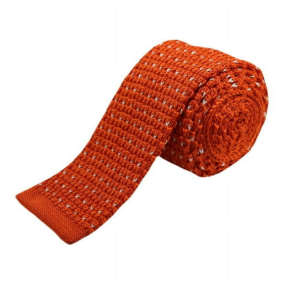 Orange, Small Heart Dotted Men's Knit Tie